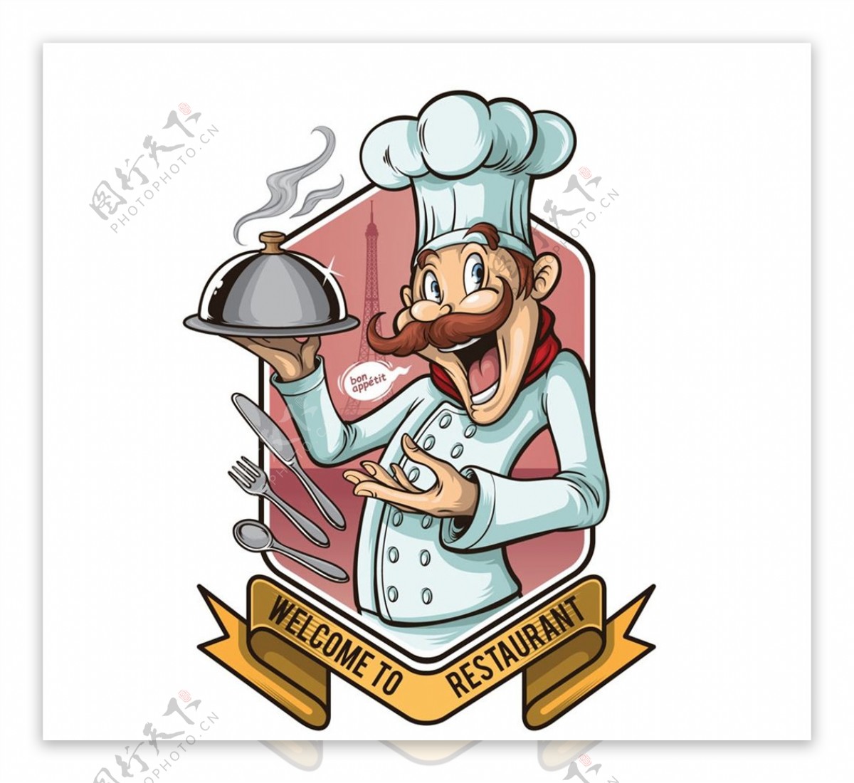 彩绘大胡子厨师图片