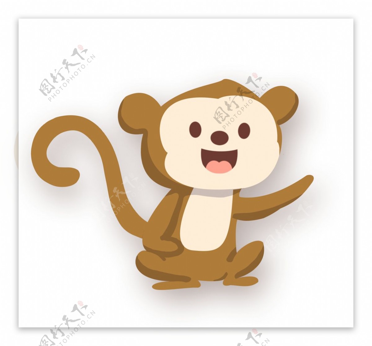 手绘棕色猴子插画图片