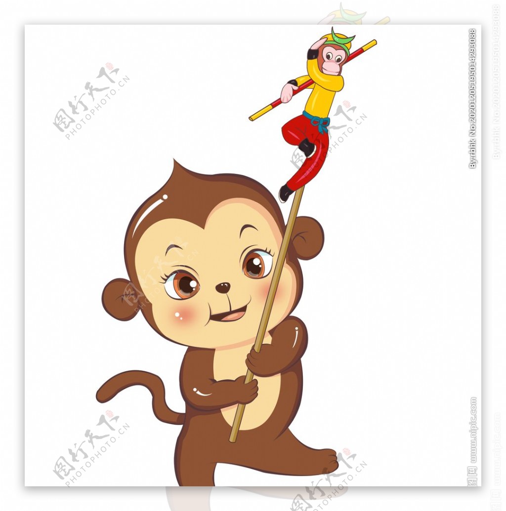 申猴插画图片