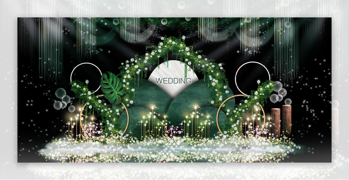 白绿色婚礼效果图图片