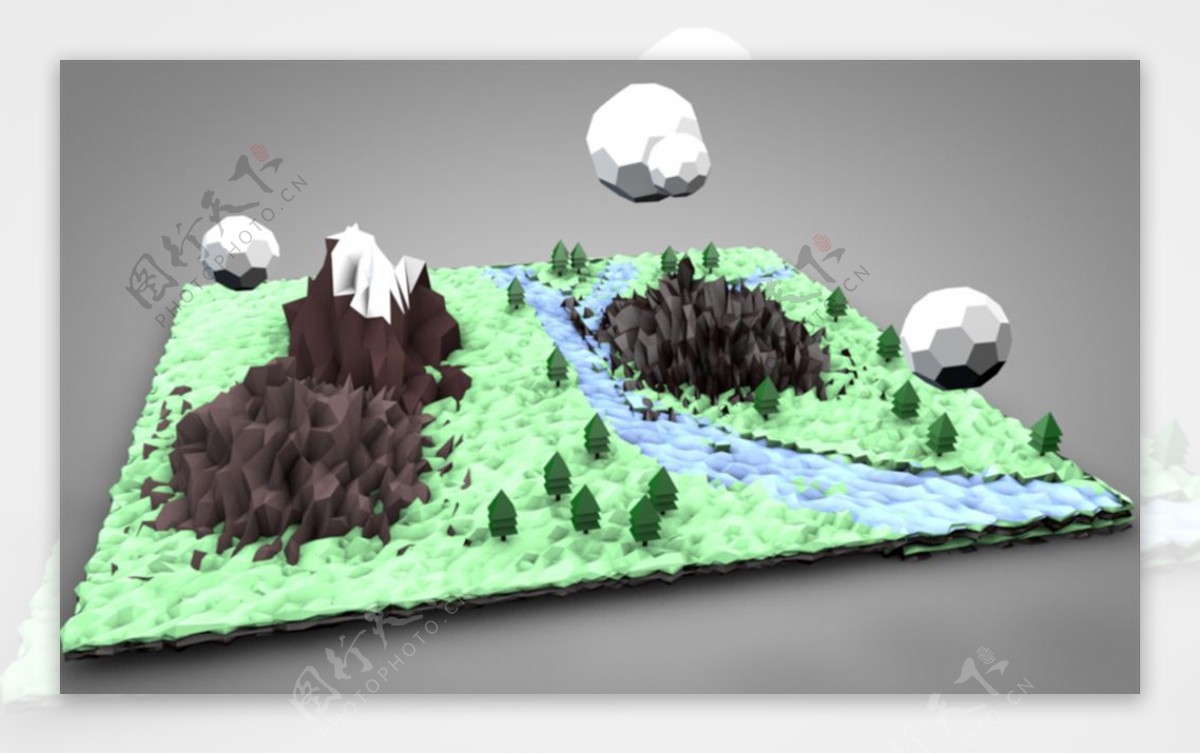 C4D模型山树林图片