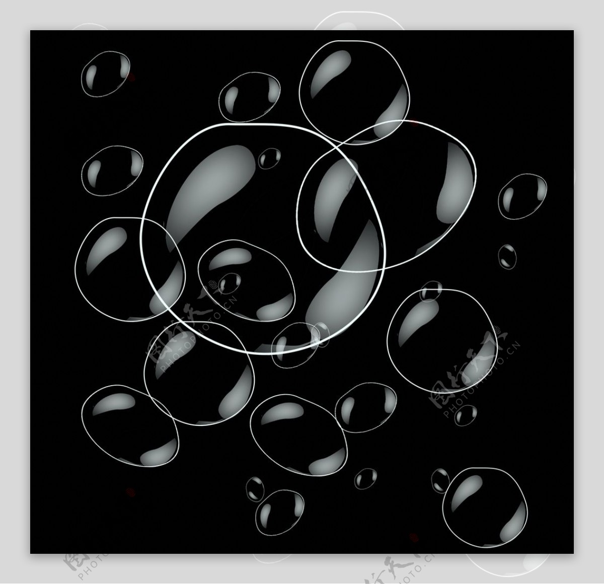黑色透明气泡元素图片