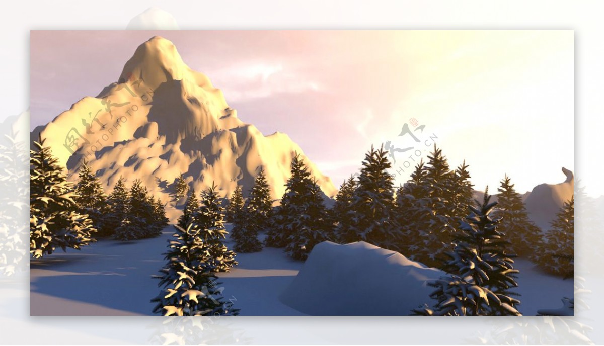 C4D红移渲染雪景图片