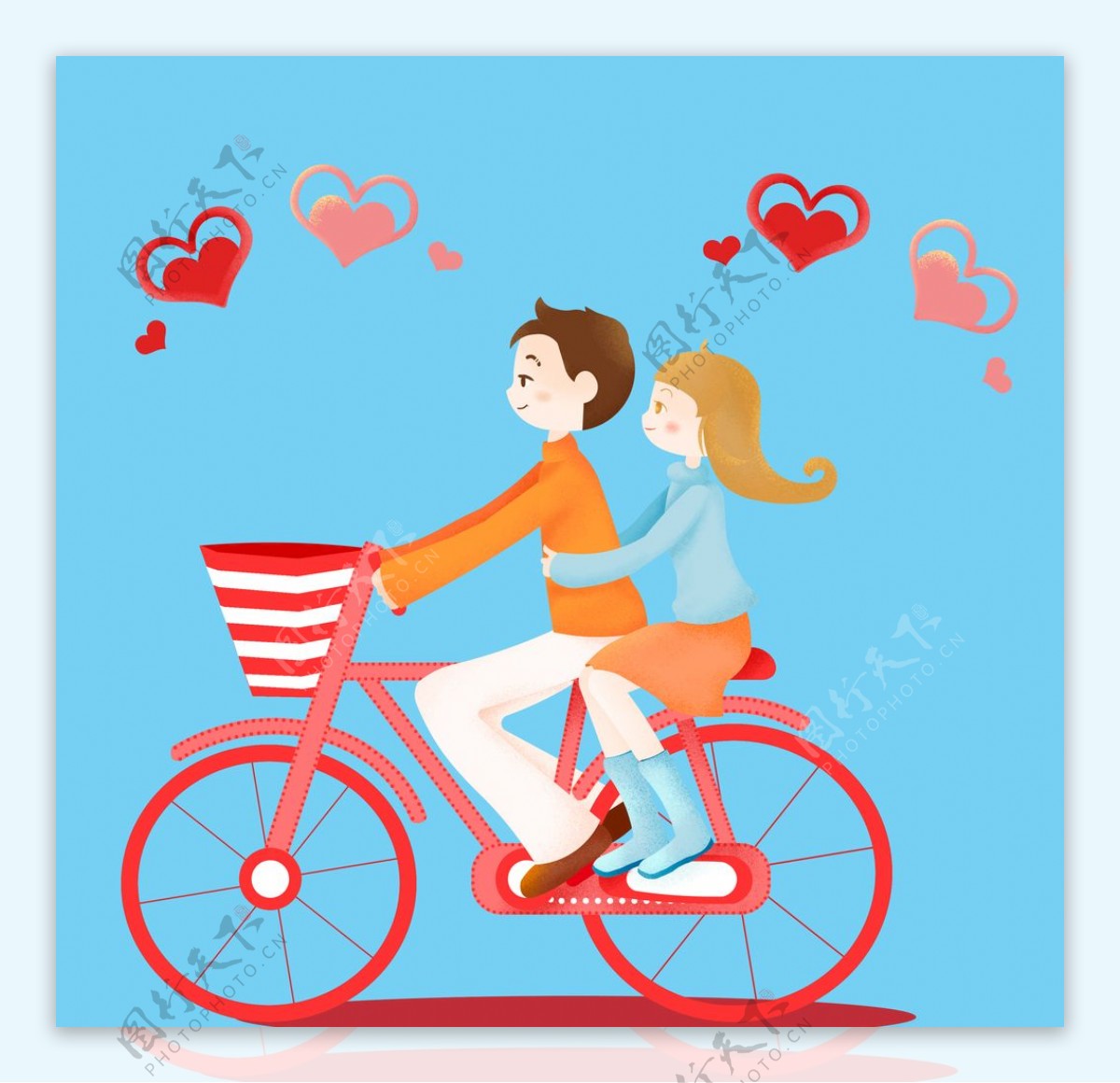 情侣骑单车郊游图片