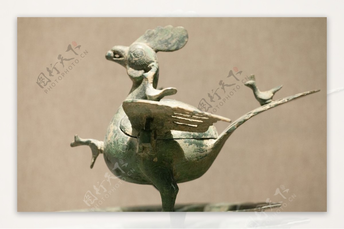 古代玄鸟青铜香炉灯图片